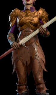 Spidersilk Armour dyed deep lilac worn by female player character