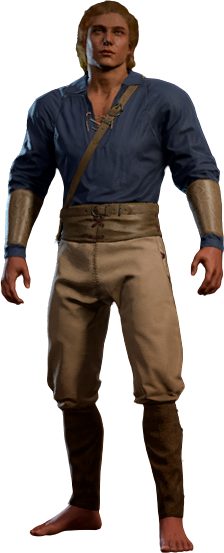 Swarthy Wayfarer in Blue High Elf Front