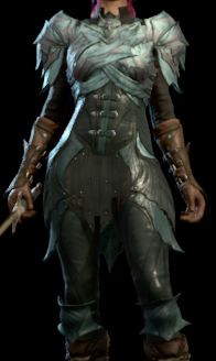 Spidersilk armour dyed black and jade green worn by female player character