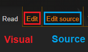 Visual Editor and Source Editor.