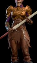 Spidersilk Armour dyed deep lilac worn by female player character