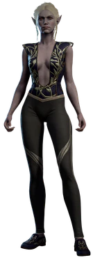 Minthara wearing the Moonlit Ensemble