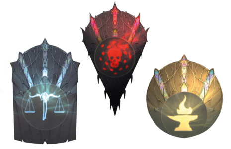 Concept Art of Shields that was supposed to change depending on deity