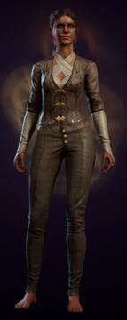 Raffish Metallic-Shaded Outfit worn by a Human woman.