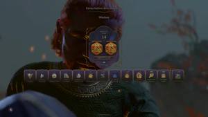 A picture of a Dark Urge Origin player character with several bonuses at their disposal to resist killing a favoured companion.