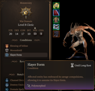 Slayer form physical stats and tooltip