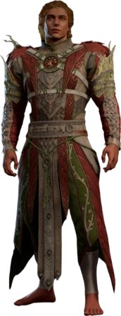 Druid Leather Armour Red Half-Elf Front