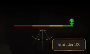 The meter displaying a trader's Attitude. Hovering over the meter displays the exact amount of Attitude gained.