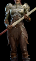 Spidersilk armour dyed swamp green worn by female player character