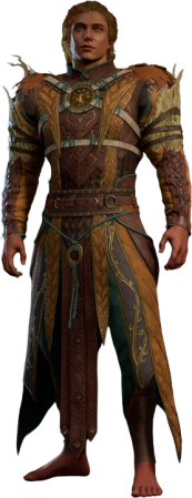 Druid Leather Armour Orange Half-Elf Front