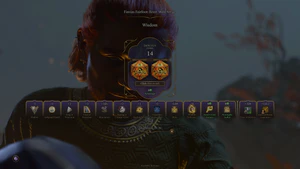 A picture of a Dark Urge Origin player character with several bonuses at their disposal to resist killing a favoured companion.