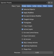 Export settings for Blender 2.93