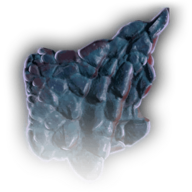 High resolution tooltip image. An irregular piece of dark blue and plum coloured scaled hide.