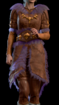 Hide Armour dyed deep lilac worn by Shadowheart