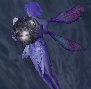 A picture of Dolly Thrice in the shadow-cursed lands. She is holding a fey bell as a gift to the party for freeing her.