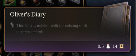 Oliver's Diary as it appears in-game.